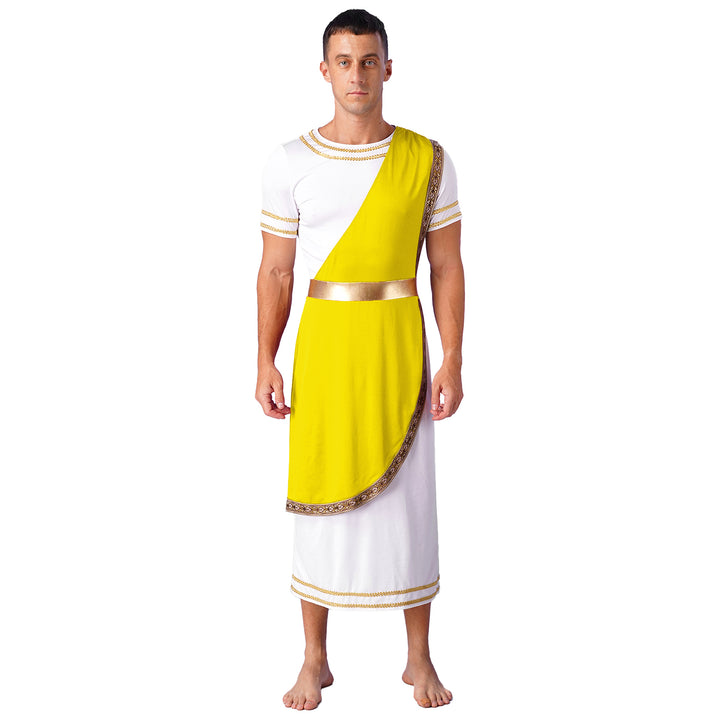 Halloween Men Ancient Greek Roman Toga Adults Retro Gold Cosplay Costume Long Robe Carnival Theme Party Fancy Dress Outfits