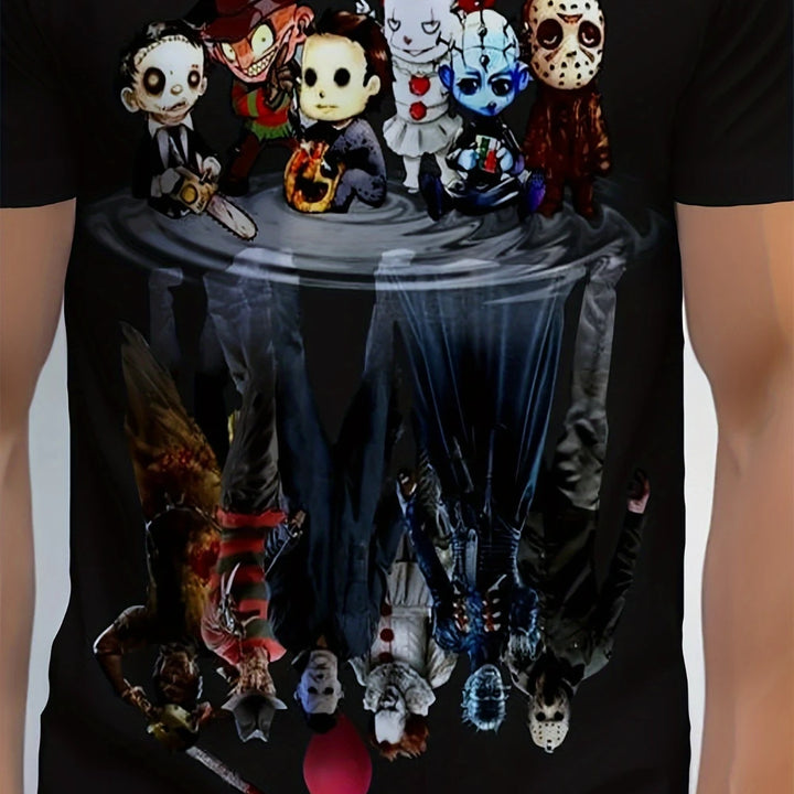 Halloween Funny Character Print Men's  Short-sleeved Sports T-Shirt Comfortable And Versatile Sports Style Comfortable T-shirt