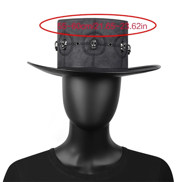 Steampunk Top Hat Halloween Costume Cosplays Gothics Party Accessory Props Black Imitation-Leather Hat for Men Women