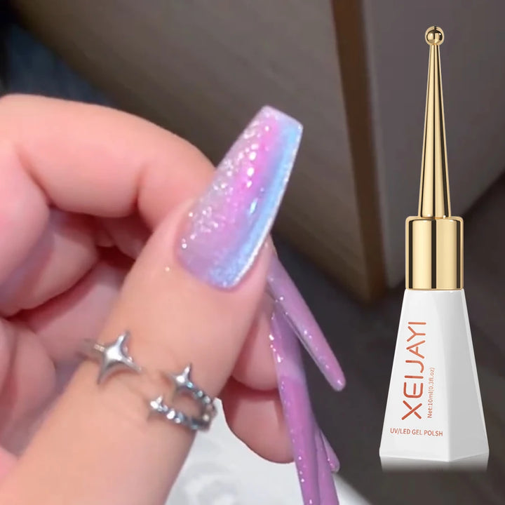 1pc 10ml Silk Nude Crystal Cat Eye Gel Polish Magnetic Nail Polish Holographic Pink Cat Eye Gel Nail Polish Gel Gel Varnish