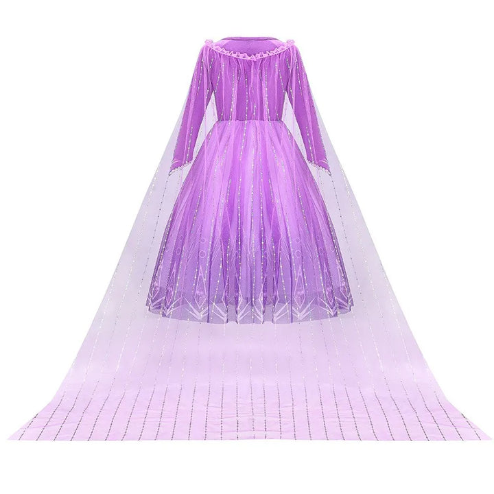 Halloween Costume for Kids Girl's Elsa Mesh Ball Dress With Ruffle Trim Embroidered Birthday  Princess Dresses for Baby