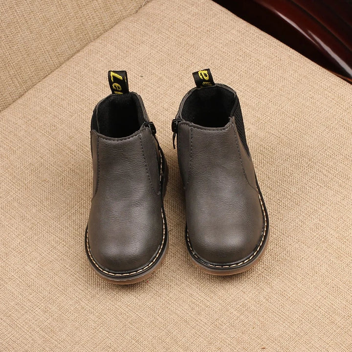 Retro Style Children Boots 2023 Autumn Winter Fashion Kids Solid Casual Cotton Shoes for Toddler Boys Girls Leather Boots