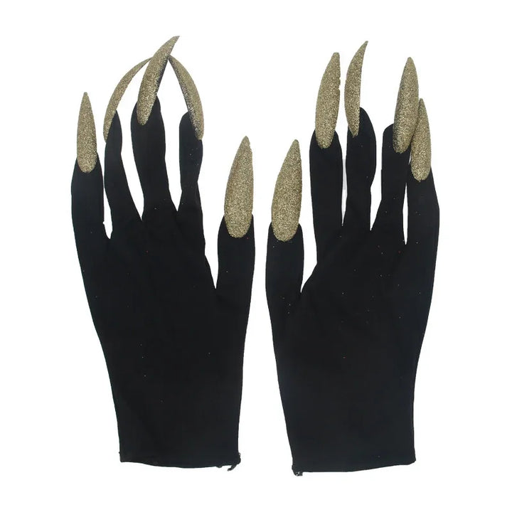 Halloween Gloves Makeup Black Nail Ghost Claw Dress Up Short Gloves Fashion Cosplay Halloween Performance Gloves Accessories