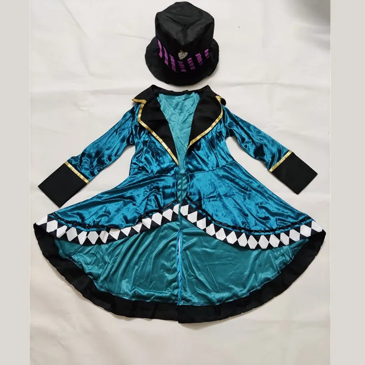 Halloween Alice In Wonderland Clock Mad Hatter Cosplay Costume Sexy Adult Women Magic Show Tuxedo Fancy Dress