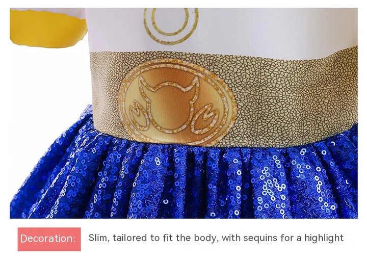 Halloween Boys Girls Children Bow Tie Ballet Skirt Denim Scarf Vest Clothes Princess Dress Toy Cartoon Role Playing Set Clothing