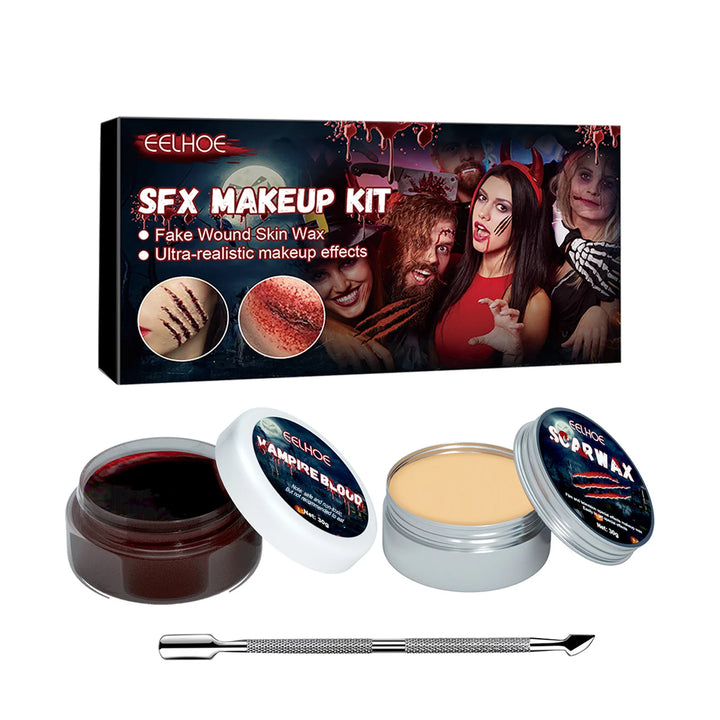 Professional Halloween Makeup Kit Fake Wound Scar Fake Blood Paint Scar Wax Halloween Special Effect Make Up Halloween Cosmetics