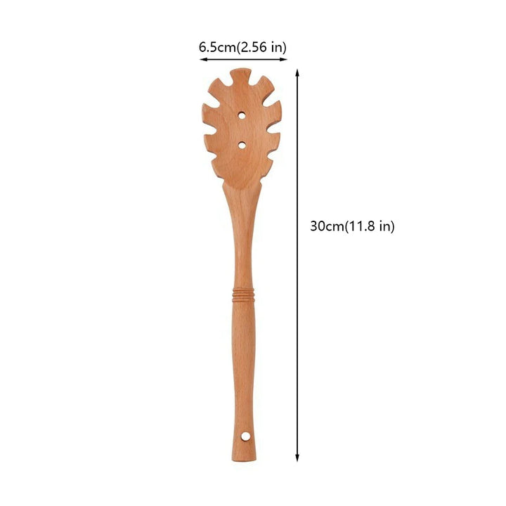 7pcs Wood Kitchen Utensils Set with Bamboo Joint Design Nature Wooden Spaghetti Spoons Wok Spatula for Cooking Accessories