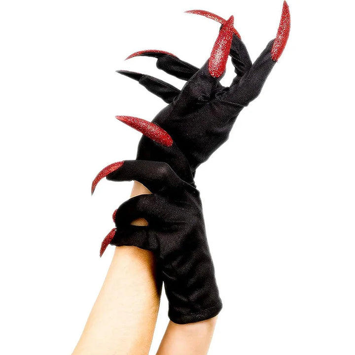 Halloween Gloves Makeup Black Nail Ghost Claw Dress Up Short Gloves Fashion Cosplay Halloween Performance Gloves Accessories