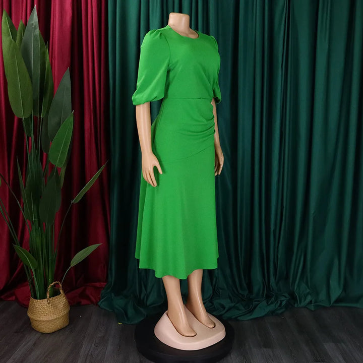 FairyShely Solid Short Sleeve Plus Size Long Dress Women O Neck Large Big Dresses Lady Summer Party Tight Curvy Dress