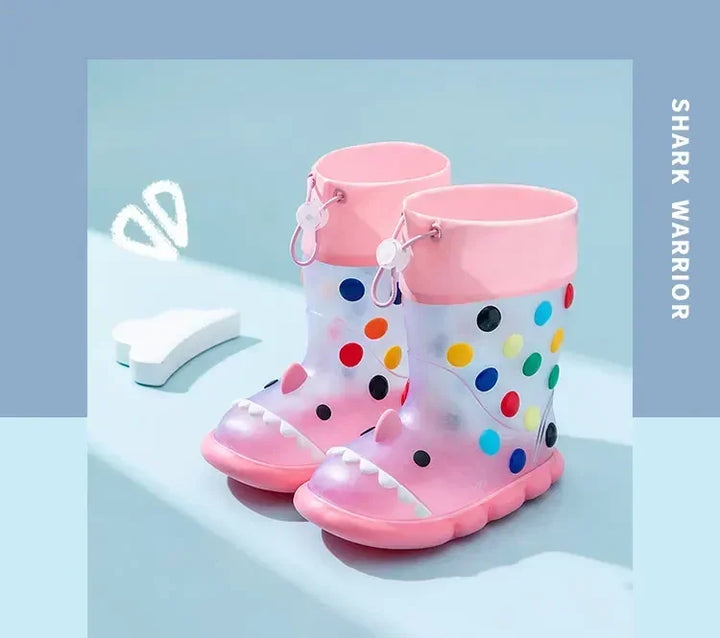 Anti-Slippery Rain Boots Kids Fashion Casual Waterproof Boys Girls Print Cartoon Children PVC Soft Soles Shoes 2025 Summer