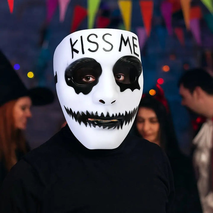 Dress Up Props White Makeup Halloween Mask Full Face Hand-painted Street Dance Mask Scary Hip Hop Mask Kids Adult