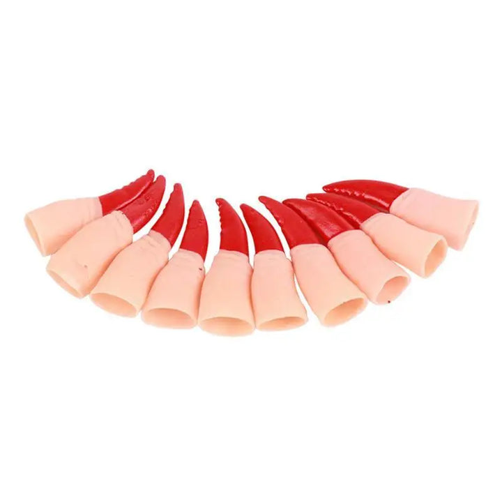 10pcs With Finger Nail Cover False Nails Witch Fingernail Claws Halloween Masquerade Finger Nails Cosplay Costume Trick Props