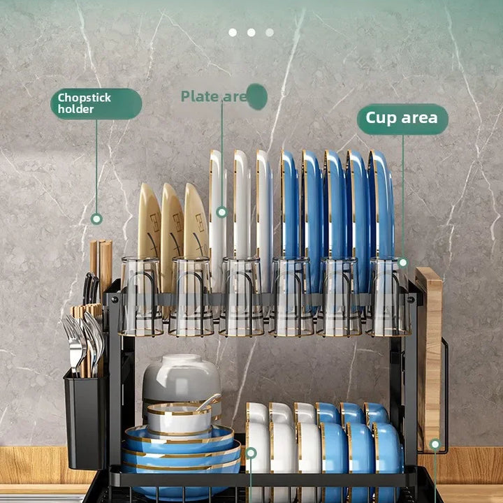 Kitchen utensil drain pipe drain storage rack countertop utensil drain, chopstick storage rack with cup holder