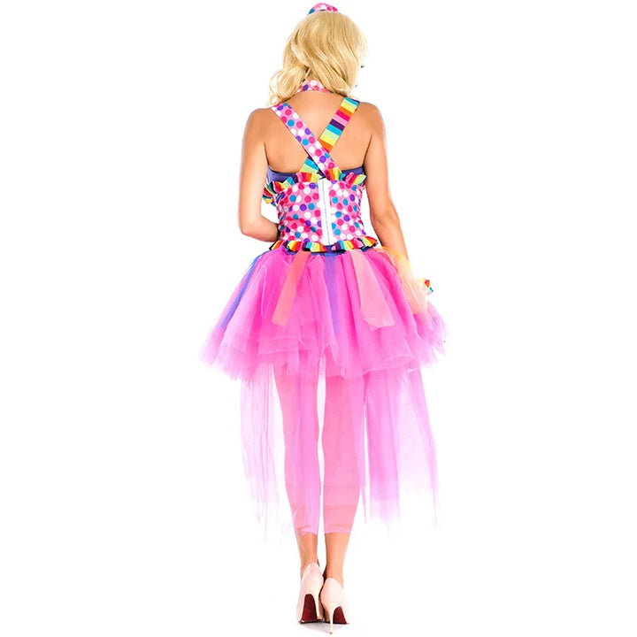 Fun & Full of Color!
Bright candy colors and playful details make this clown dress perfect for Halloween, carnivals, or stage shows. Comfortable and made for smiles.
🤡 Includes: Colorful clown dress + accessories
🎃Halloween, carnival