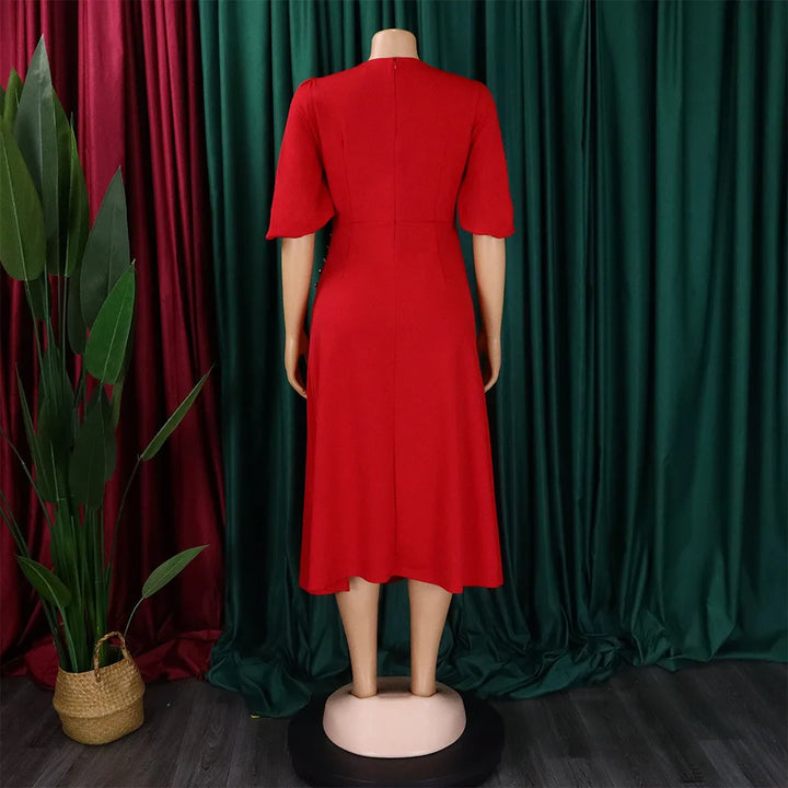 FairyShely Solid Short Sleeve Plus Size Long Dress Women O Neck Large Big Dresses Lady Summer Party Tight Curvy Dress