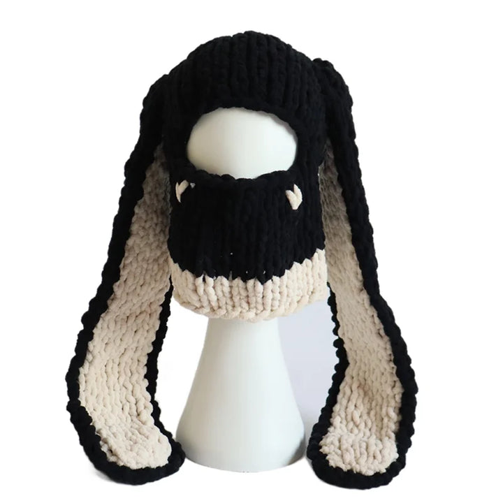 Halloween Funny Rabbit Ears Creative Knitted Hat Beanies Warm Full Face Cover Ski Mask Hat Windproof Balaclava Hat Outdoor Sport