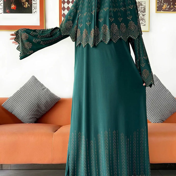 Two Piece Set Hijab Prayer Clothes Muslim Abaya Set Women Prayer Garment Dress Hijab Long Khimar Long Dress Sets Islamic Ramadan