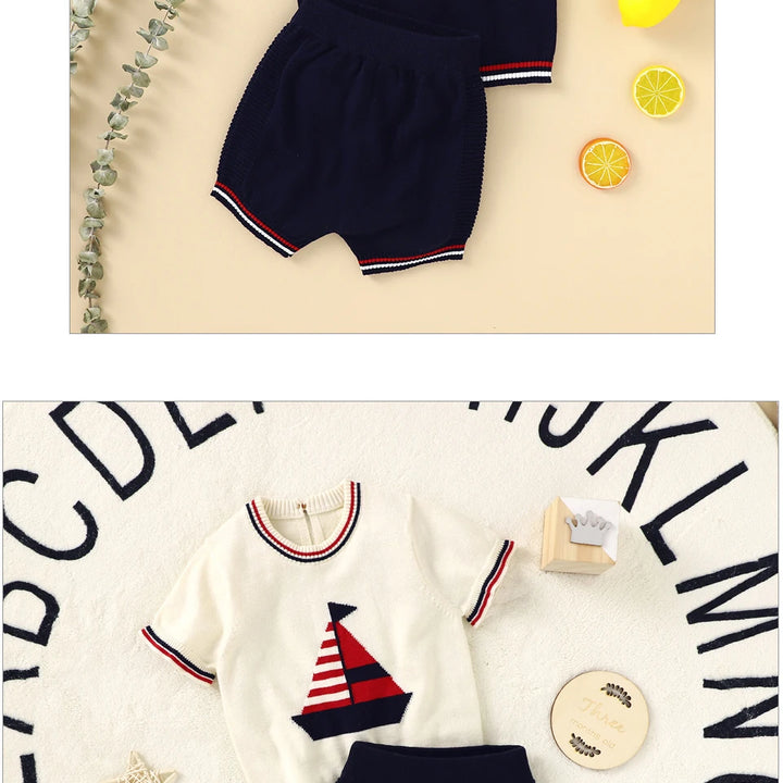 Baby Clothes Sets 0-18m Newborn Infant Boys Cotton Short Sleeve Pullovers Tops+Shorts Suits Casual Toddler Outwear Outfit Summer