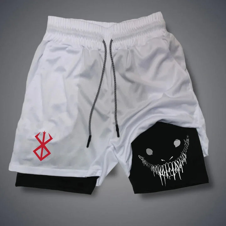 Summer Men Shorts Funny Graphic Print Running Fitness Gym Training Sport Shorts Quick Dry Workout Jogging Double Deck Shorts Man