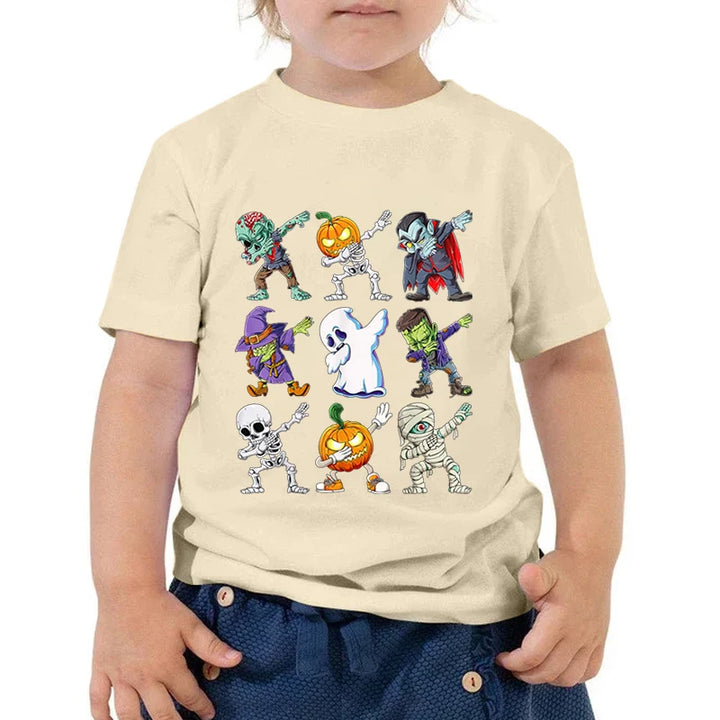 Kids Halloween T Shirt Skeleton Zombie Pumpkin Monster Dabbing T-Shirts Round Neck Funny Summer Halloween Boys Girls New Tshirt