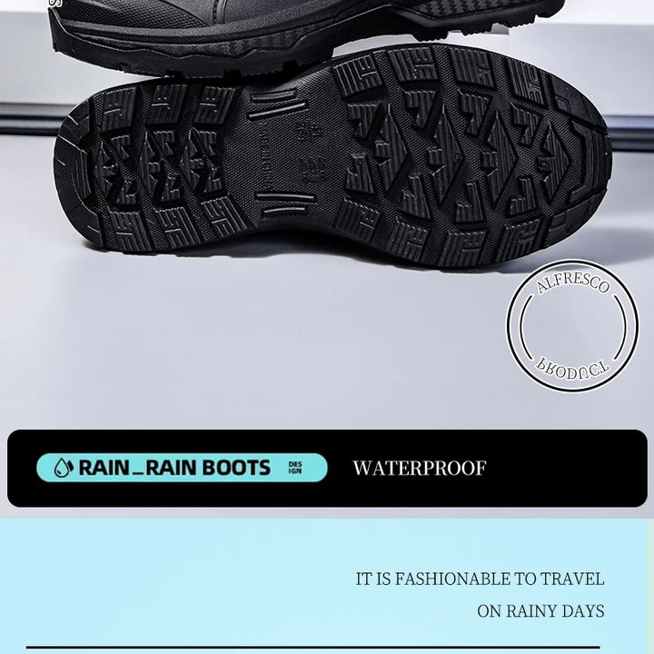 Women Waterproof Boots New Style Elastic Mouth Ankle Boots Mid Top Rain Shoes Non Slip Outdoor Indoor Chelsea Water Boot Woman