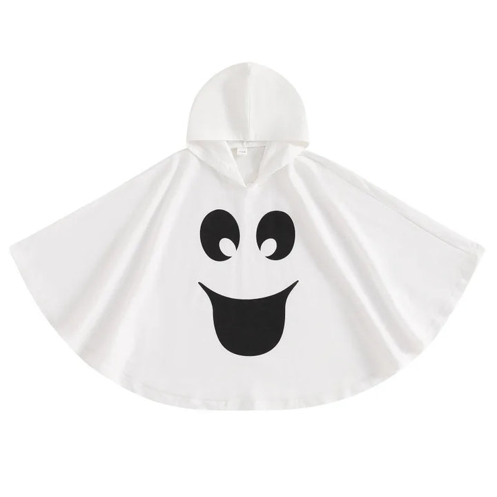 Kid Disfraz Halloween Costume Ghost Print Hood Cape Cosplay Clothes Cloak for Baby Boys and Girls Carnival Fancy Dress Up Party