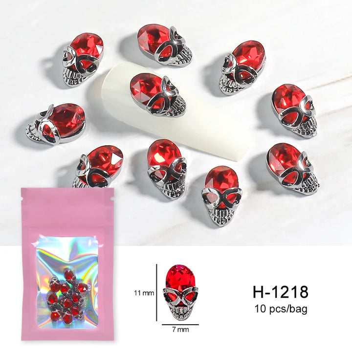 Halloween Alloy Nail Art Charms 3D Ghost Skull Pumpkin Golden Silver Classic Nails Jewelry Ornaments DIY Manicure Accessories