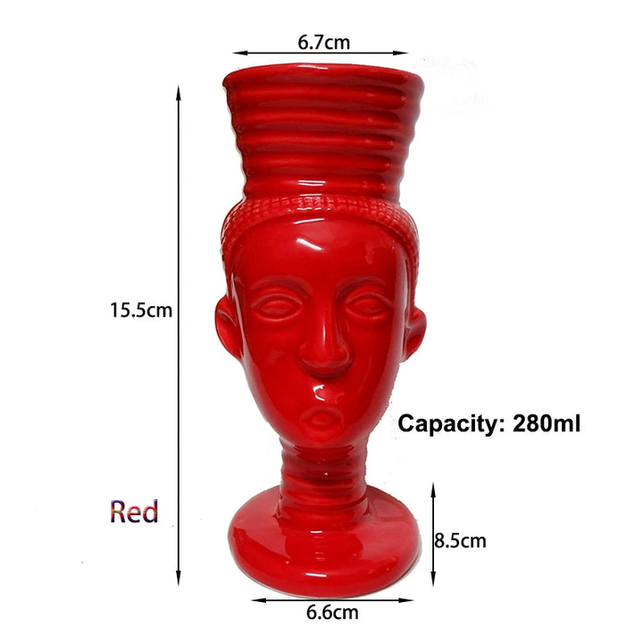 Tiki Mugs Ceramic Hawaiian Luau Party Mugs Drinkware, Cute Exotic Cocktail Glasses, Tiki Bar