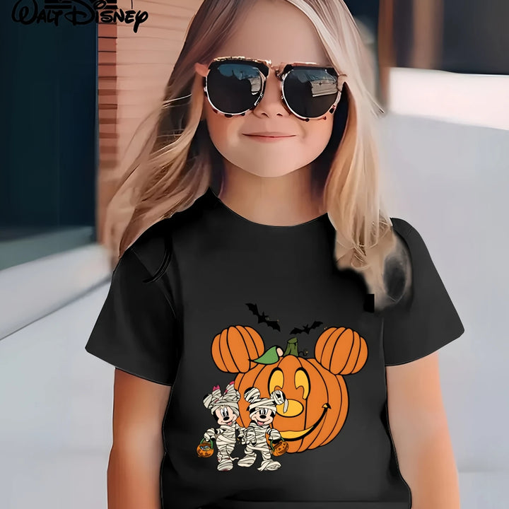 Halloween T-Shirt for Kids Mickey & Minnie Mouse Mummy Design  Cotton Breathable Casual Crew Neck Short Sleeve Everyday Wear
