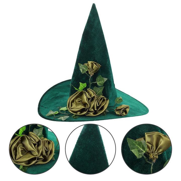Green Festival Halloween Party Witch Hat Costume Accessory Wide Brim Cosplay nament Comfortable Headwear Decoration Prop