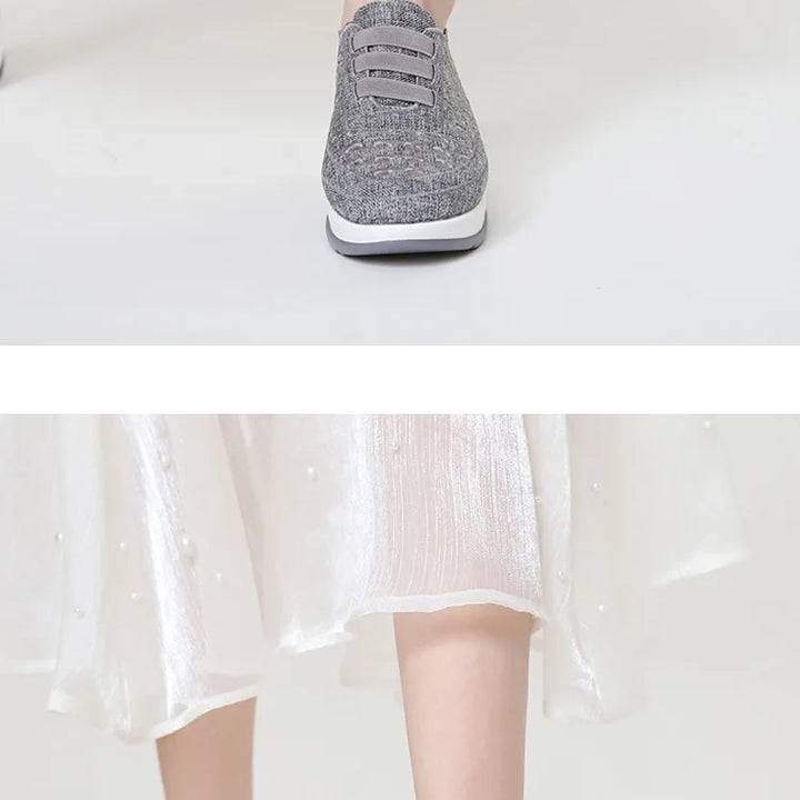 Women's Swing Sneakers Platform Wedge Slip on Casual Sports Shoes for Woman Breathable Slimming Fitness Rocking Shoes Thick Sole