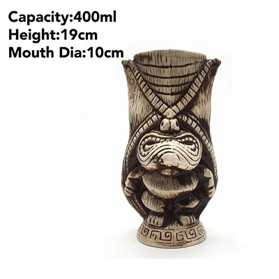 Tiki Mugs Ceramic Hawaiian Luau Party Mugs Drinkware, Cute Exotic Cocktail Glasses, Tiki Bar