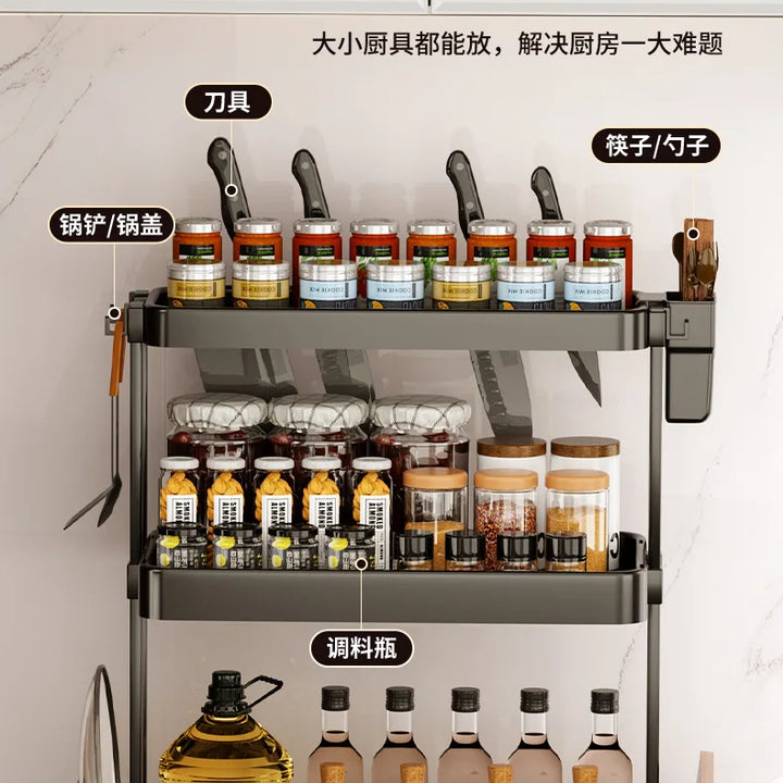 Kitchen Storage Rack, Multi-Purpose Spice Organizer, Countertop Utensil Holder for Knives, Chopsticks, Oil, Salt, Soy Sauce, Vin
