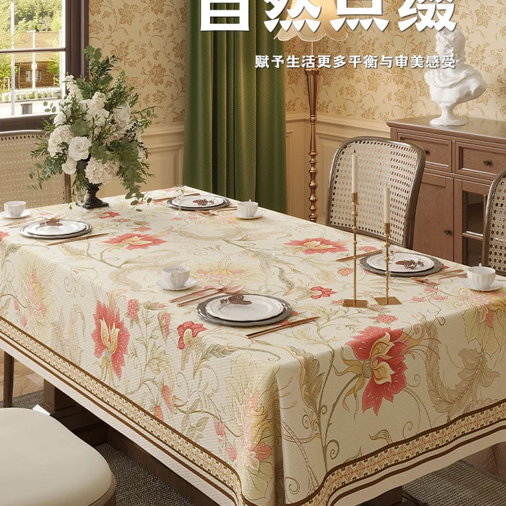 Table Cloth Waterproof Light Luxury Dining Table Tablecloth Rectangular Household Tea Table Cloth American Style Countryside