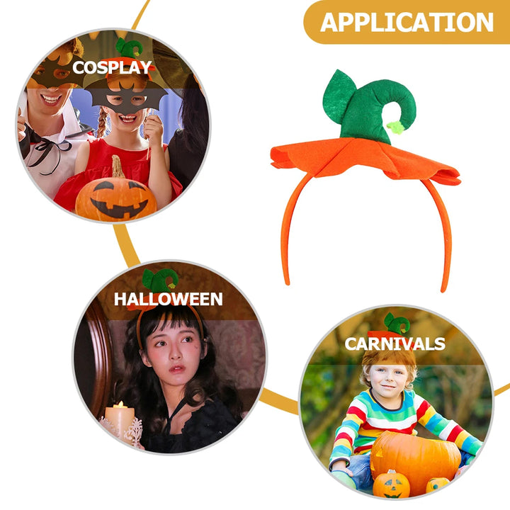 2Pcs Pumpkin Pumpkin Hat Headpiece Costume Halloween Hairb Accessory Party Favor Plastic Material One Size Fits Women