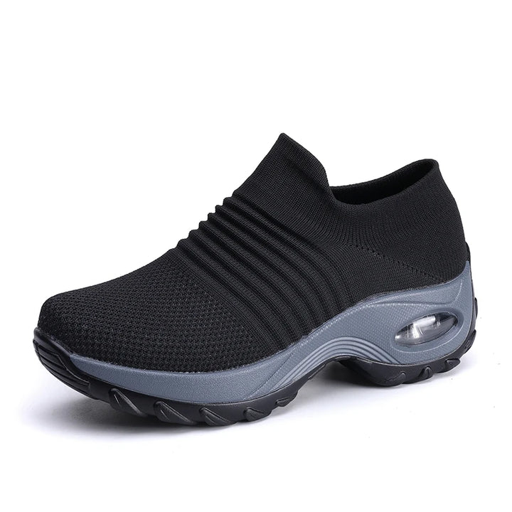 Women's Walking Shoes Fashion Air Cushion Thick Bottom Sneakers Slip-on Lightweight Breathable Casual Shoes