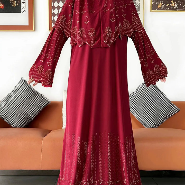 Two Piece Set Hijab Prayer Clothes Muslim Abaya Set Women Prayer Garment Dress Hijab Long Khimar Long Dress Sets Islamic Ramadan