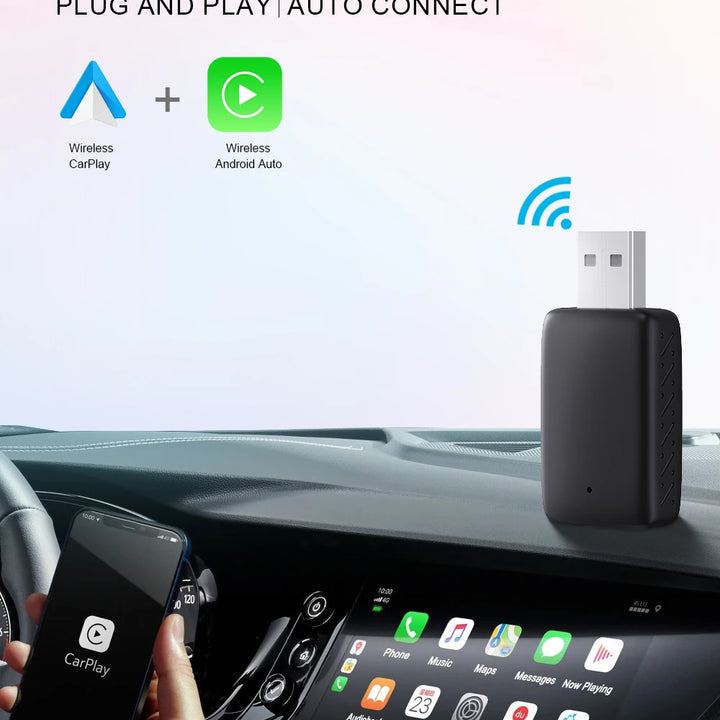 New Wired to Wireless CarPlay and Android Auto 2 in 1 Mini Adapter 5GHz WiFi5 for 99% Original Wired CarPlay/Auto Cars