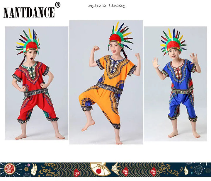Halloween Cosplay Costume Children Savage Caveman Costumes Boy Leopard Flintstone African Tribal Hunter Indians Clothing Girl