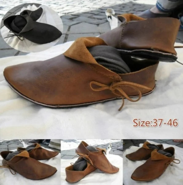 Halloween Party Cosplay Women Men's Medieval PU Leather Shoe Middle Ages Ankle Boots Victorian Renaissance Boot Shoes