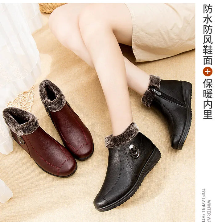 Women's Boots 2024 New Arrival Winter Snow Booties Female Fur Ankle Boots Waterproof Winter Warm Plush Shoes Non-slip Mom Bota