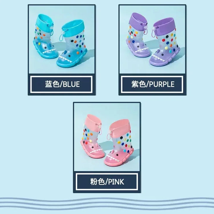 Anti-Slippery Rain Boots Kids Fashion Casual Waterproof Boys Girls Print Cartoon Children PVC Soft Soles Shoes 2025 Summer