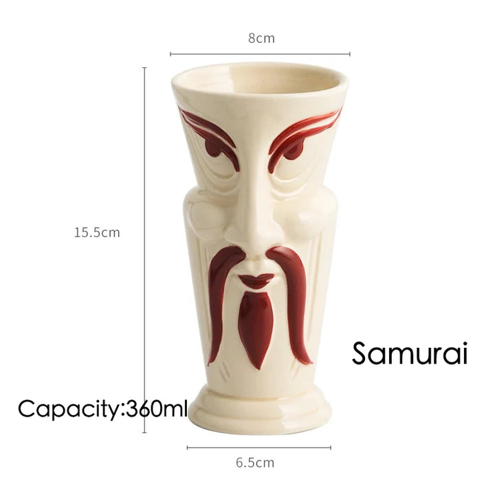Tiki Mugs Ceramic Hawaiian Luau Party Mugs Drinkware, Cute Exotic Cocktail Glasses, Tiki Bar