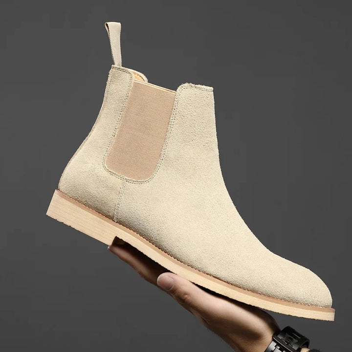 Man Retro Suede Genuine Leather Chelsea Boots Men Fashion Short Ankle Boot Casual British Style High-Top Shoes
