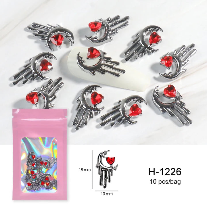 Halloween Alloy Nail Art Charms 3D Ghost Skull Pumpkin Golden Silver Classic Nails Jewelry Ornaments DIY Manicure Accessories