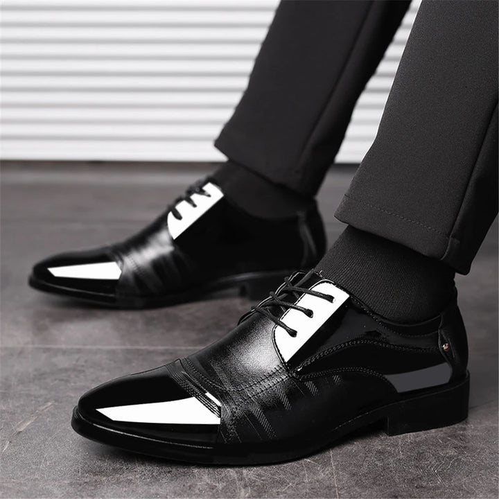 New Leather Shoes Men Lace Up Formal Dress Shoes Luxury Business Oxford Male Office Wedding Dress Shoes Footwear
