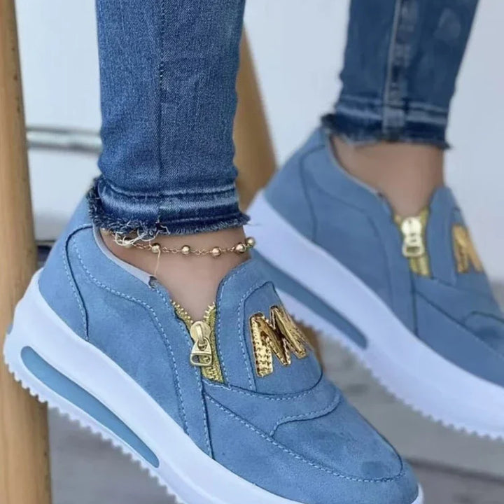 Women Autumn Sneakers Casual Double M Printed Side Zipper Platform Shoes Ladies Vulcanized Shoes Zapatillas De Mujer Women Shoes