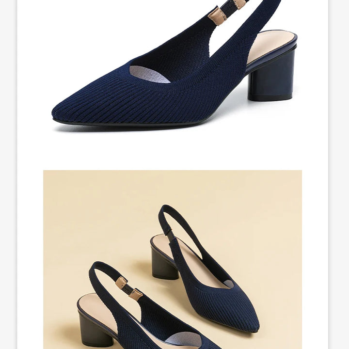 DIMANYU Women Dress Shoes Knitted Solid Color Toe Back Trip Fashion Sandals Women Pointed Toe Shallow Sidespace Women Sandals