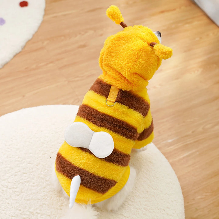1.5-10kg Puppy Pet Clothes Bee Style Plush Costume Cat Pet Clothes Autumn Winter Plush Warm Clothing Dog Clothes For Small Dogs