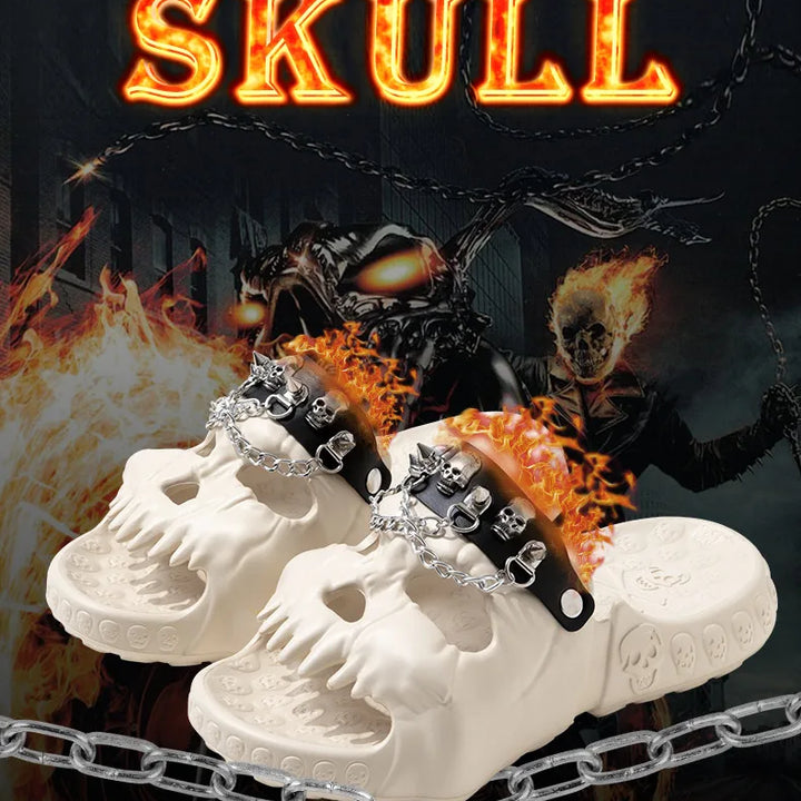 Skull Slides Sandals for Men Women Non-Slip Sport Cloud Slippers on Comfy Beach Halloween Skull Slides Home Thick Soft Shoes